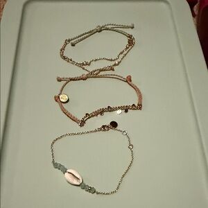 Pura Vida Gold and Cream Shell Bracelet Set